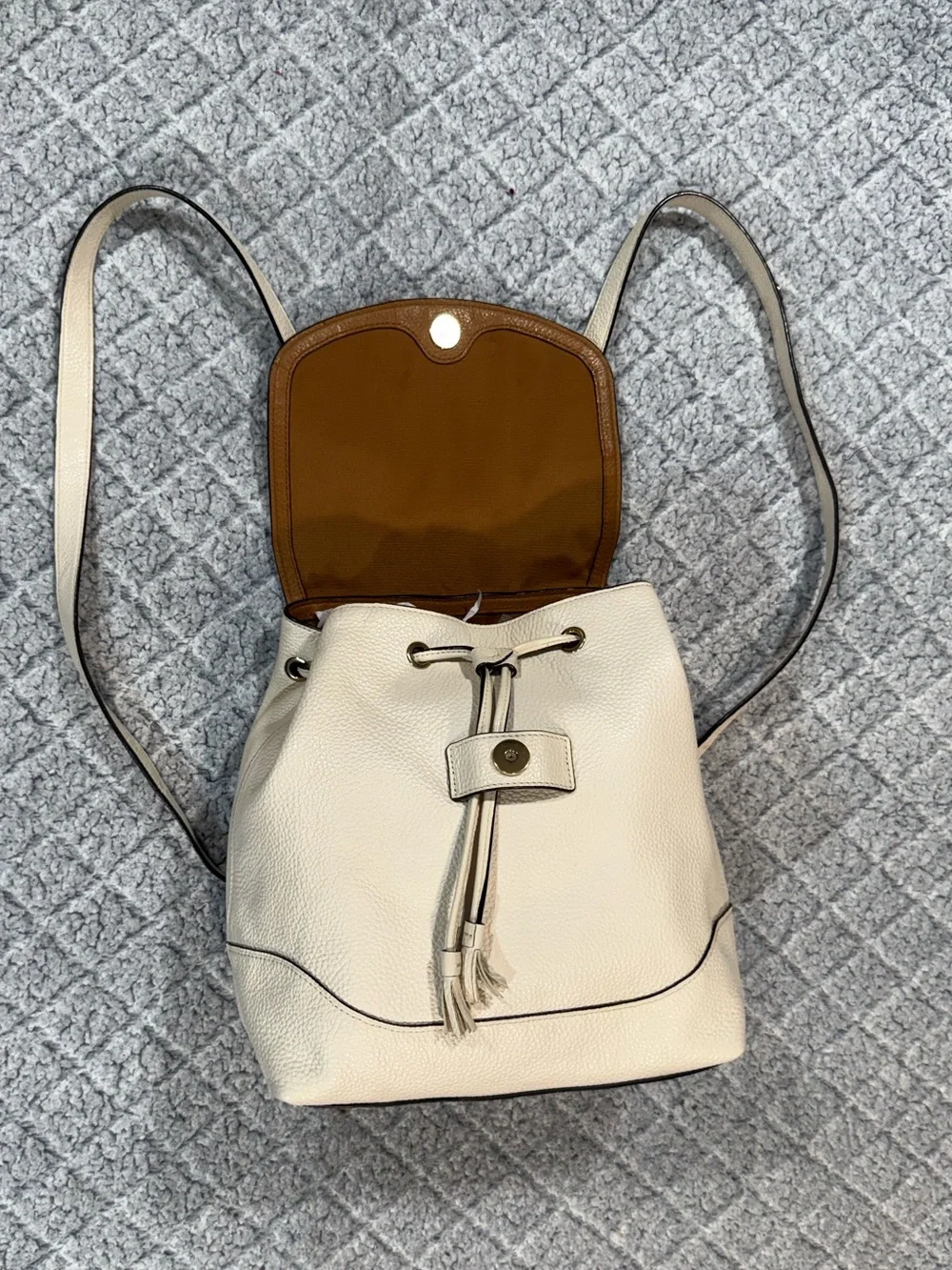 Coach Elle Pebbled Leather Backpack in Chalk